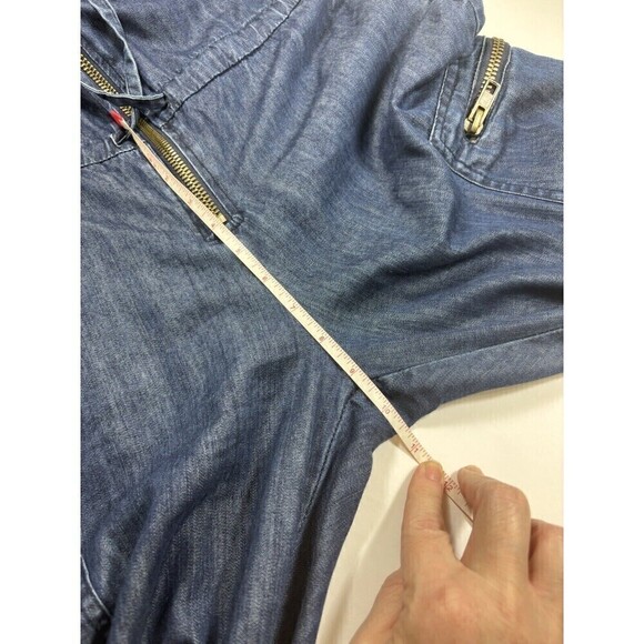 YFB Young Fabulous & Broke Denim Strapless Jumpsuit Dark Denim 4 Cargo Pockets - Picture 9 of 12